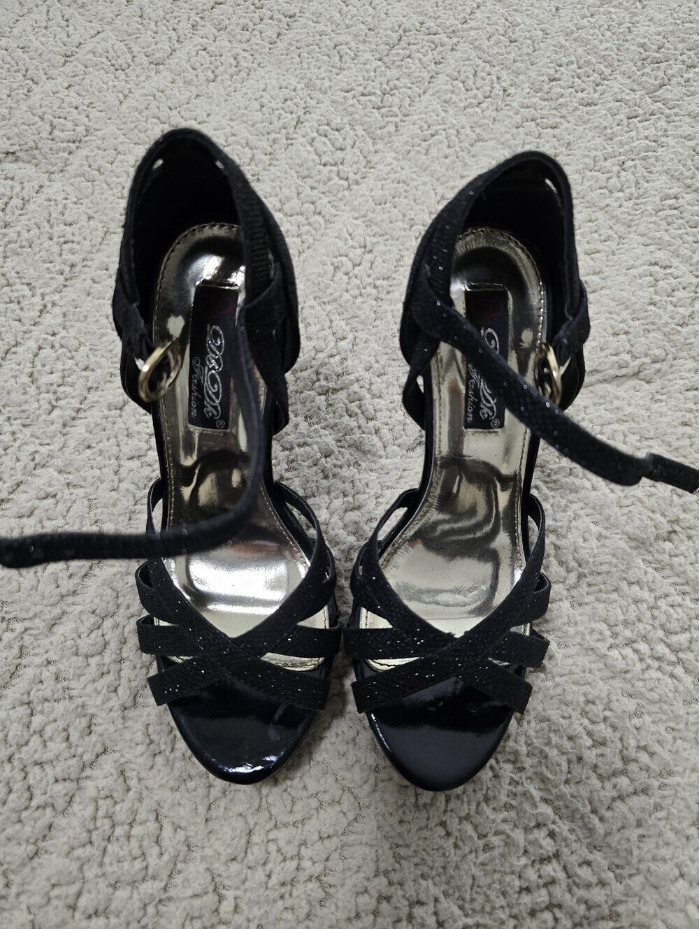 Black Strappy Evening Heels by